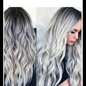 Ash blonde front lace wig 26' curly